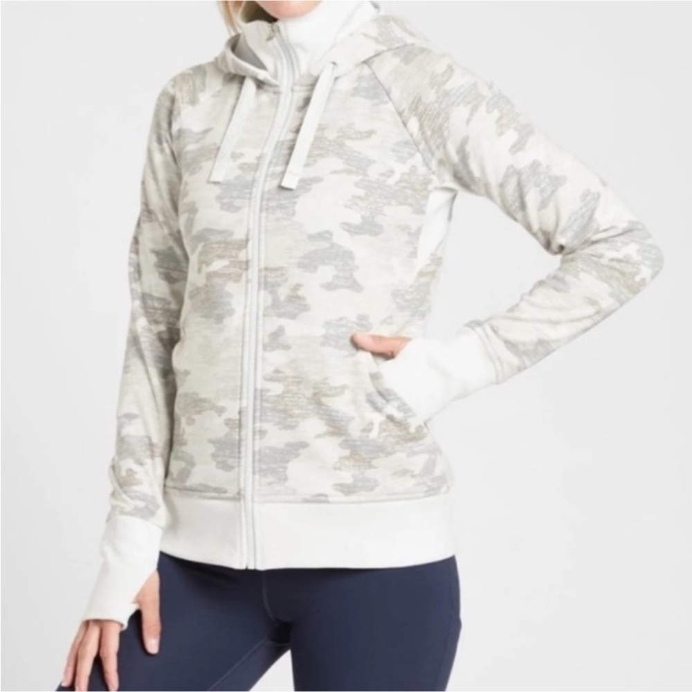 Athleta camo print triumph full zip hoodie